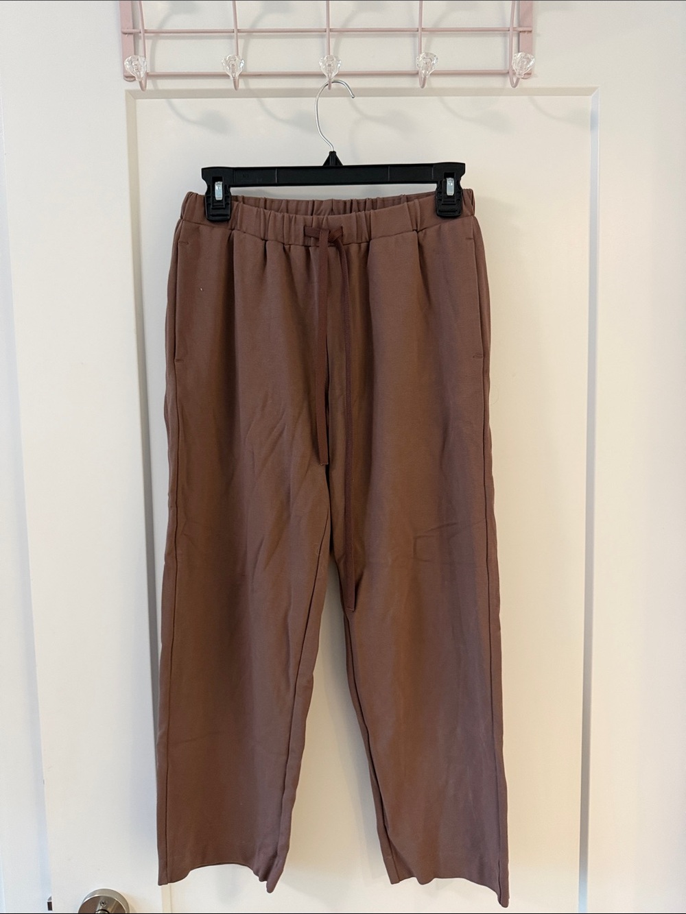 Babaton Wide-Leg Drawstring Pants in Chocolate Brown